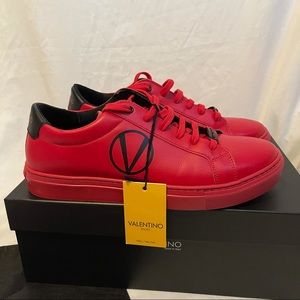 Valentino Men’s Petra Red Black Leather Shoes 8.5